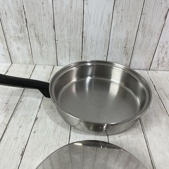Vintage Duncan Hines 3-Ply 18-8 Stainless Steel 10.5" Skillet Fry Pan w/ Lid - Picture 4 of 12